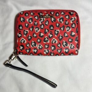 Stella & Dot Red Leopard Print Wristlet